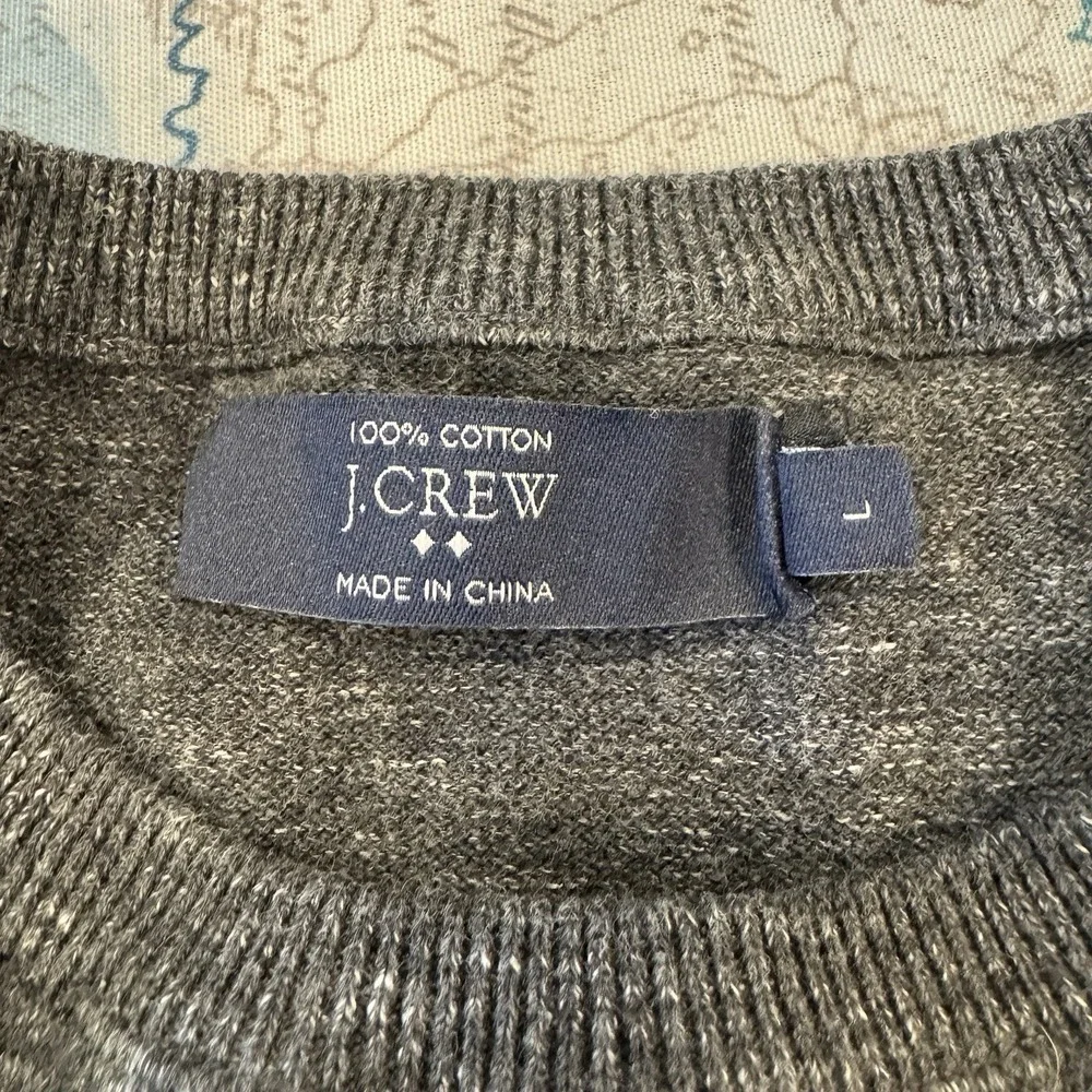 J Crew Sweater Gray Cotton Long‎ Sleeve Crew Neck Pullover Men's L Minimalist
